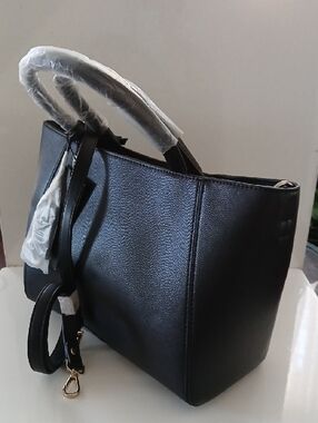 Zara Black Structured Tote with Removable Strap NWT